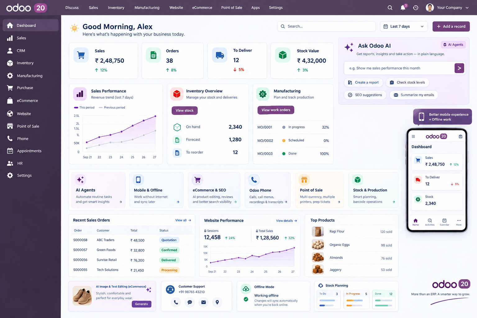 odoo 20 features demo dashboard